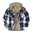 thumbnail image 1 of Mens Thermal Quilted Lined Flannel Shirts Jackets Hooded Button Down Long Sleeve Shirt Cozy Warm Winter Flannel Coats Thickened Plaid Jacket, 1 of 2