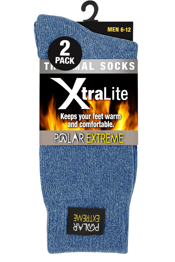 Mens Thermal Xtra Lite socks- 10-13 (Blue, 2 Pack)