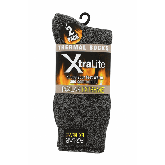 Mens Thermal Xtra Lite socks- 10-13 (Grey, 2 Pack)
