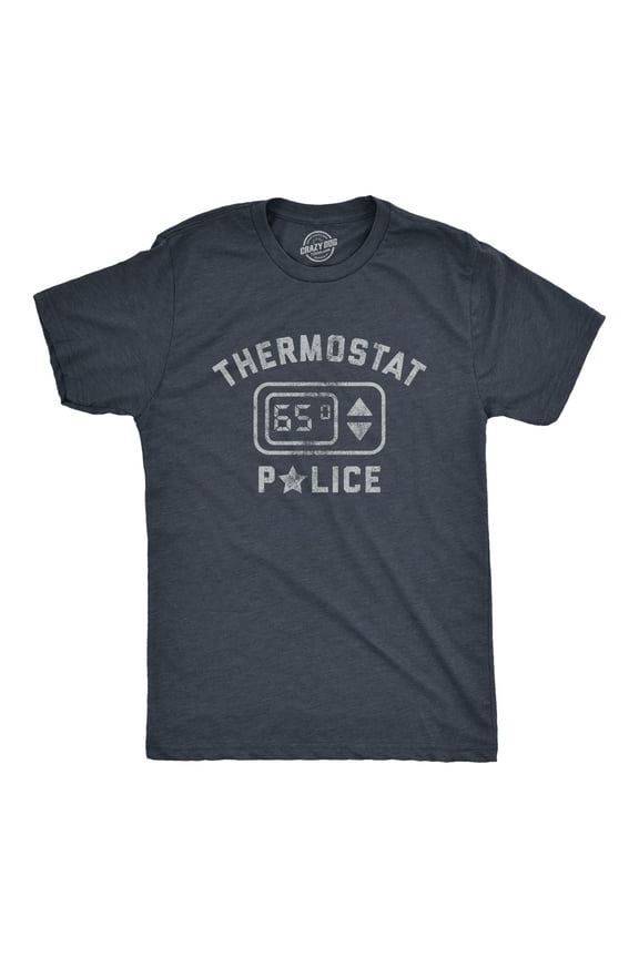 Mens Thermostat Police T Shirt Funny HVAC Heating and Air Conditioning Climate Graphic Tee Graphic Tees