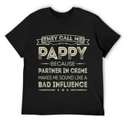 Mens They Call Me Pappy Because Partner In Crime Fathers Day T-Shirt Black 3X-Large