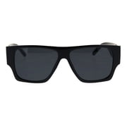Mens Thick Arm Flat Top Gangster Mob Plastic Sunglasses All Black