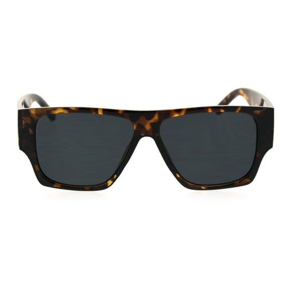 Mens Thick Arm Flat Top Gangster Mob Plastic Sunglasses Tortoise Black