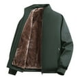 thumbnail image 1 of Mens Thick Fleece Jacket Winter Warm Lined Stand Collar Coat Zipper Pocket Windbreaker Work Outwear Coats Green 4XL, 1 of 3