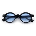 thumbnail image 1 of Mens Thick Plastic Round Oval Keyhole Horn Rim Hipster Vintage Style Sunglasses Black - Blue, 1 of 8