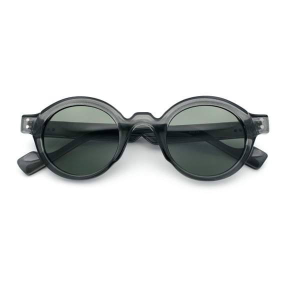 Mens Thick Plastic Round Oval Keyhole Horn Rim Hipster Vintage Style Sunglasses Slate - Green