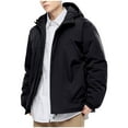 thumbnail image 1 of Mens Thickened Jacket Athletic Stretch Ultra Warm Textured Blazer Open-Front Long Sleeve Sweatshirt Relaxed Fit Windproof Rainproof Hooded Sweater Shirts with Pockets, 1 of 6
