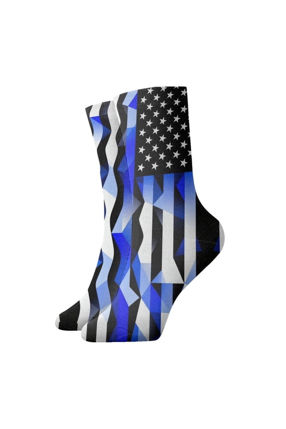 Mens Thin Blue Line America Art Novelty Ankle Socks Womens Comfort Casual Quarter Socks