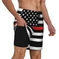 thumbnail image 1 of Mens Thin Blue Line Flag 2 in 1 Quick Dry Swim Trunks with Compression Liner Beach Shorts, 1 of 6