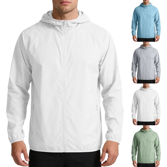 Mens Thin Breathable Summer Sun Protection Clothing Plus Size Ice Silk Outdoor Sports Windbreaker Jacket M-4XL