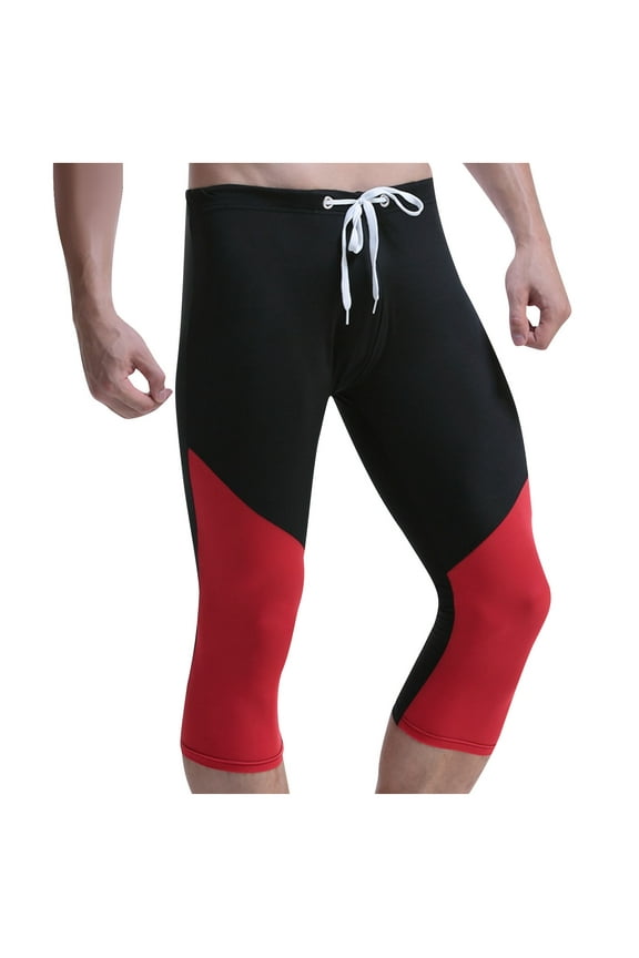 Mens Thin Ice Silk 3/4 Compression Baselayer thermal Long Johns Underwear Black