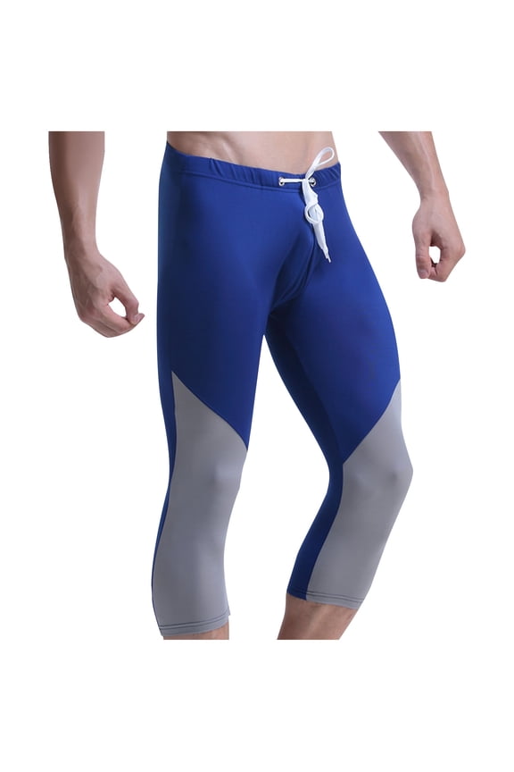 Mens Thin Ice Silk 3/4 Compression Baselayer thermal Long Johns Underwear Dark Blue
