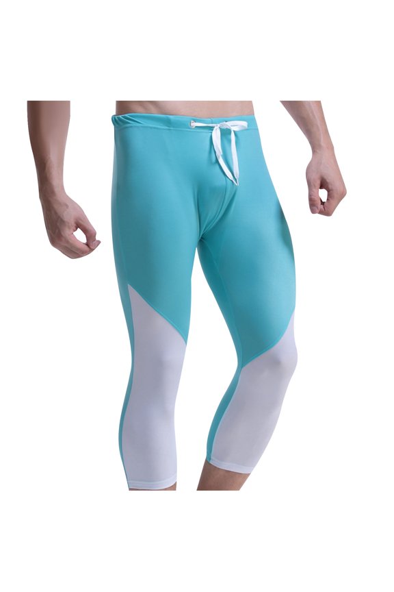 Mens Thin Ice Silk 3/4 Compression Baselayer thermal Long Johns Underwear Sky Blue