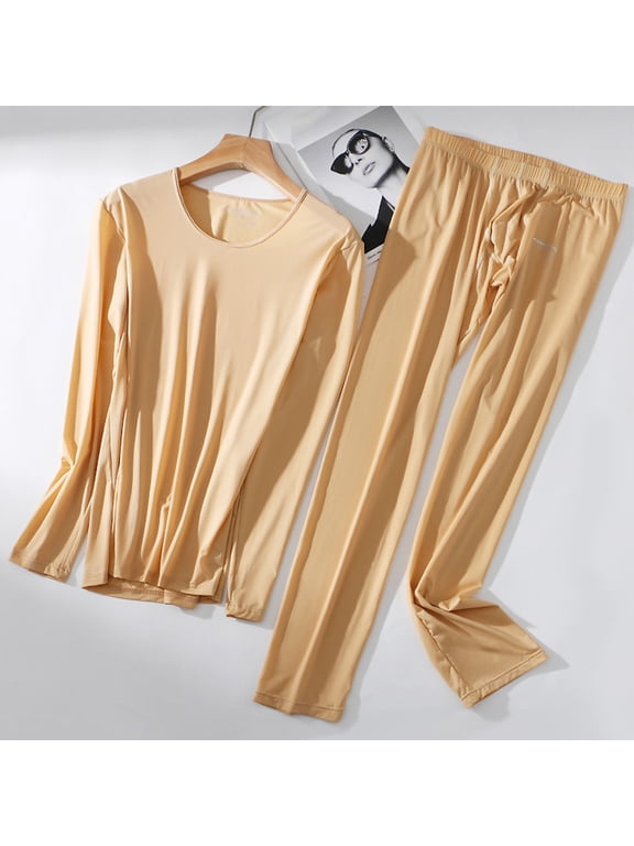 Mens Thin Long Johns Set Ice Silk Long Underwear Long Sleeves Top/bottom/2pc Set