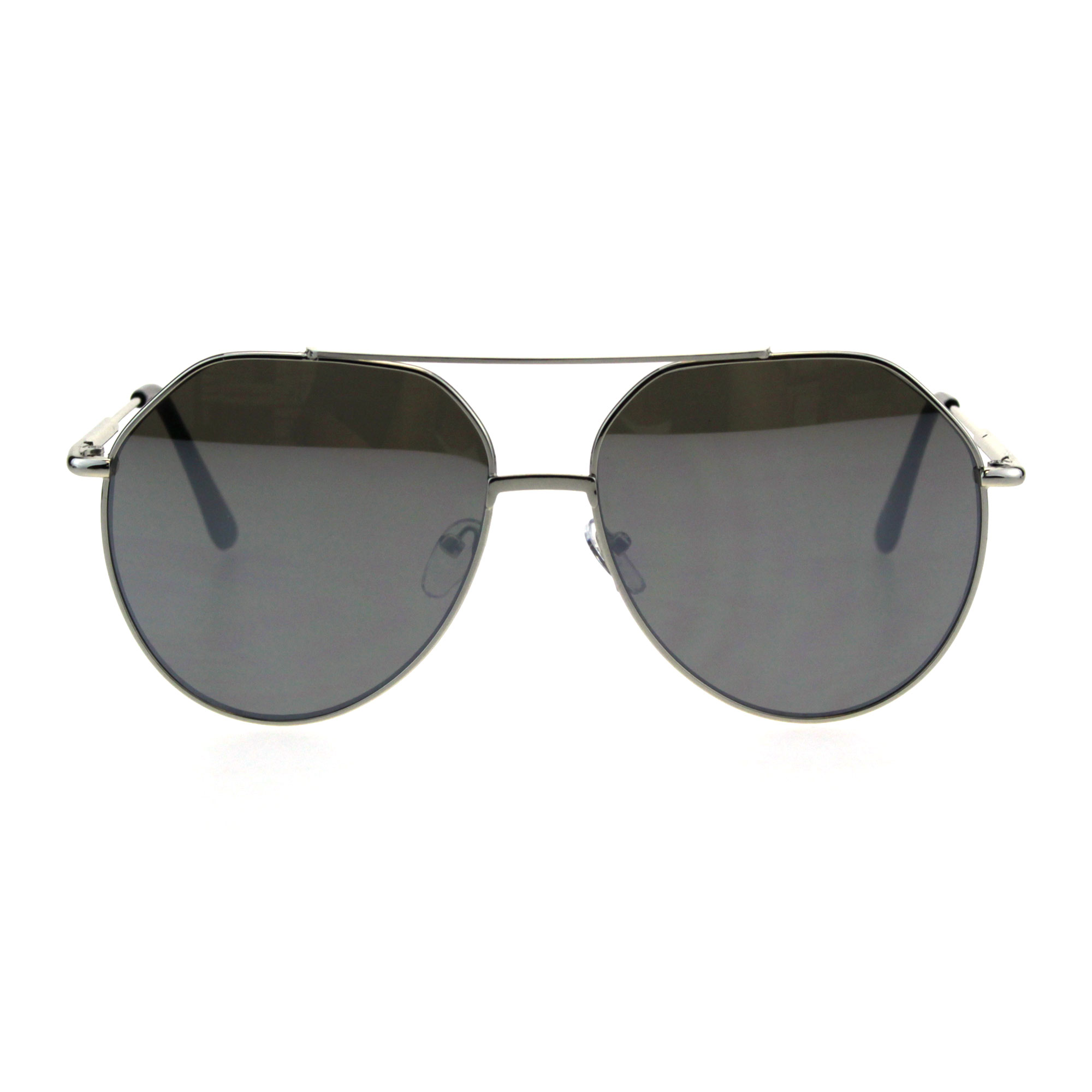 Mens Thin Metal Oversize Vintage Style Pilots Officer Sunglasses Silver Mirror - image 1 of 4