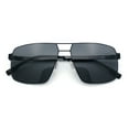 thumbnail image 1 of Mens Thin Metal Rim Spring Hinge Air Force Rectangle Officer Gentleman Sunglasses [All Black], 1 of 7