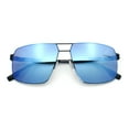 thumbnail image 1 of Mens Thin Metal Rim Spring Hinge Air Force Rectangle Officer Gentleman Sunglasses [Black - Blue Mirror], 1 of 7