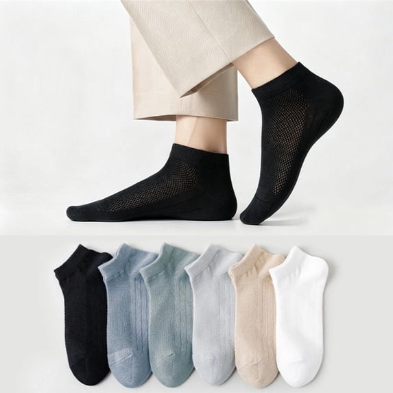 Mens Thin Rayon Breathable Ankle Socks Soft Low Cut Comfortable Sock Lightweight Mesh Sock Black One Size