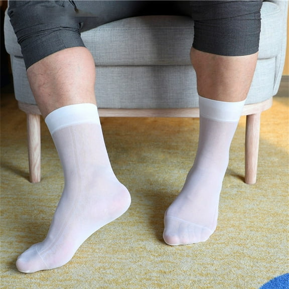 Mens Thin Sheer Silk Evening Transparent Dress Business Thin Breathable Socks