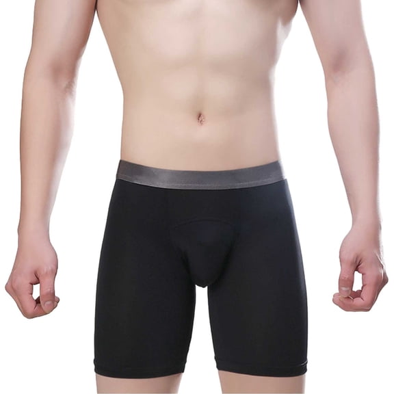 Mens Thin Sports Training Wear Leg Breathable High Elastic Tight Ice Silk Double Layer Crotch Men Underwear, M, Black