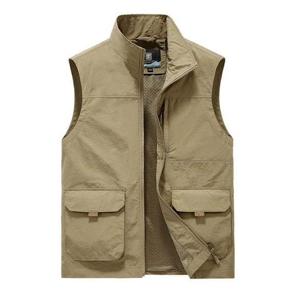 Mens Thin Workwear Solid Color Vest Sleeveless Jacket Tank Tops