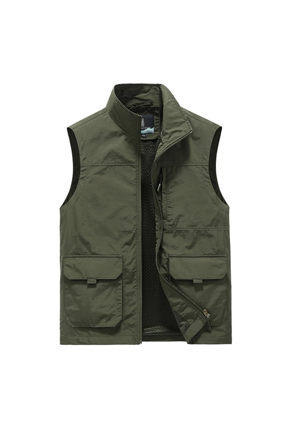 Mens Thin Workwear Solid Color Vest Sleeveless Jacket Tank Tops
