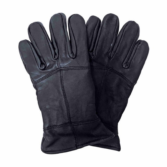 Mens Thinsulate Leather Gloves | THMO | Winter Outdoor Fleece Lining Leather Gloves in Black