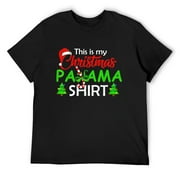 TMANI Mens This Is My Christmas Pajama Shirt Family Matching Xmas Gift T-Shirt Black Small