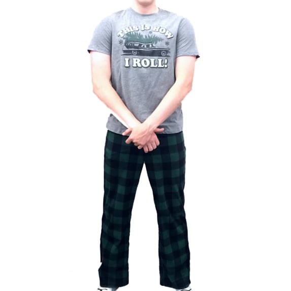 Mens This is How I Roll Set Fleece Lounge Pants & T-Shirt Holidays Pajamas Small