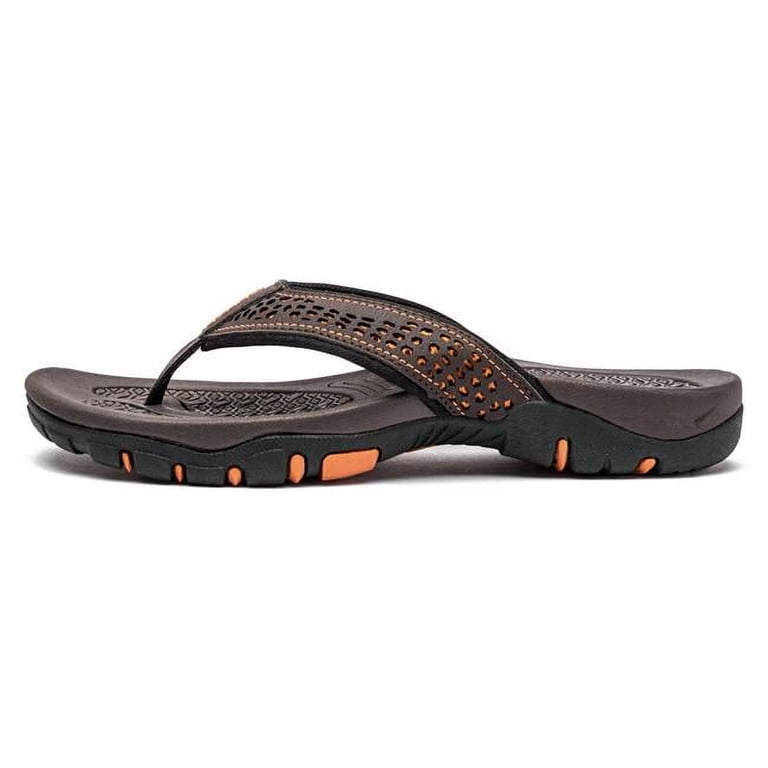 Mens Thong Indoor & Outdoor Beach Flip Flop Sandals, Brown 