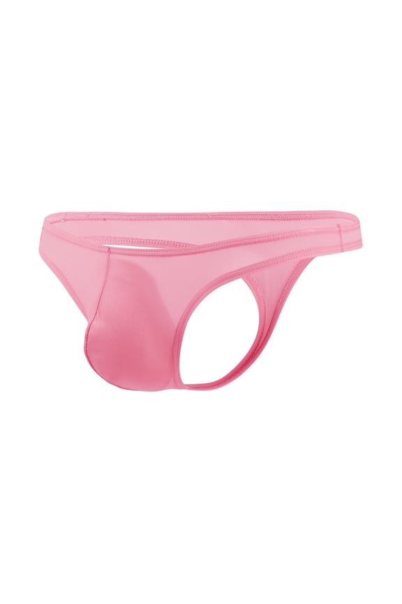 Mens Thong Underwear G String Enhancing Pouch T Back Bikini Briefs, M, Pink