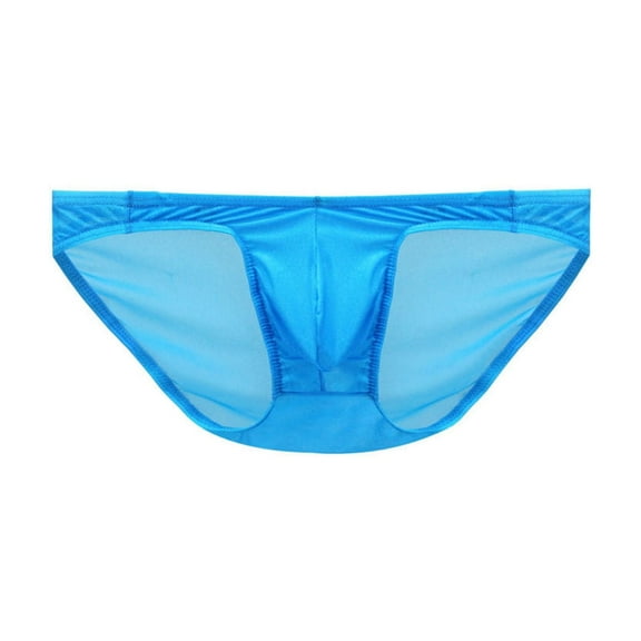 Mens Thongs Underwear Lightweight Breathable See-Through Low Waisted Solid Color High-Cut Briefs Summer