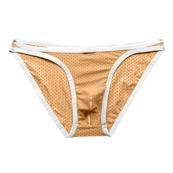 Mens Thongs Underwear Summer Lightweight Low Waisted Bikini Thong Boys Casual Breathable Color-Block High-Cut Hipster Briefs