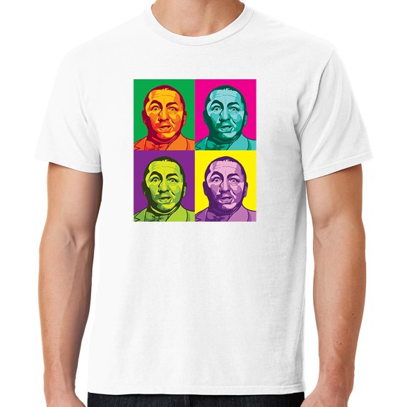 Mens Three 3 Stooges Curly Squared Cotton Tee Shirt, 2XL White