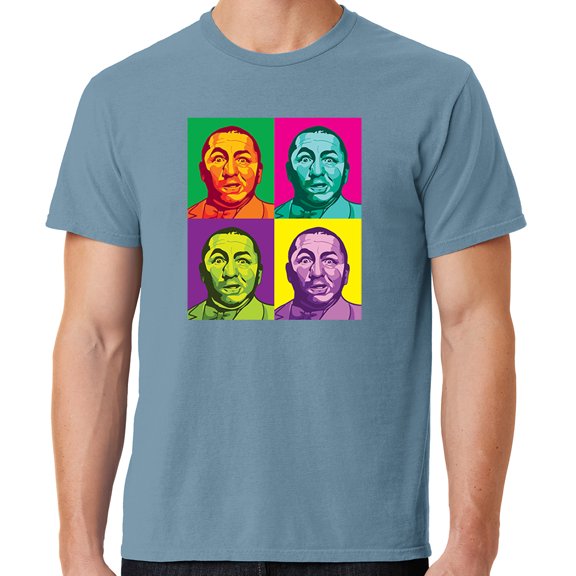 Mens Three 3 Stooges Curly Squared Cotton Tee Shirt, 3XL Mist Blue