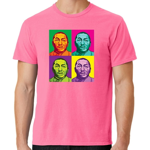 Mens Three 3 Stooges Curly Squared Cotton Tee Shirt, 4XL Neon Pink