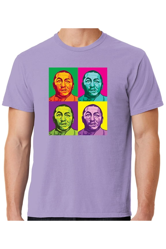 Mens Three 3 Stooges Curly Squared Cotton Tee Shirt, Medium Ameth Purple