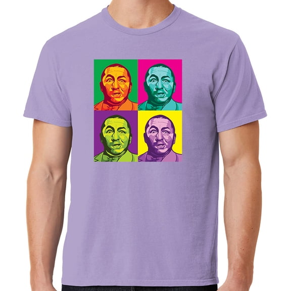 Mens Three 3 Stooges Curly Squared Cotton Tee Shirt, Medium Ameth Purple