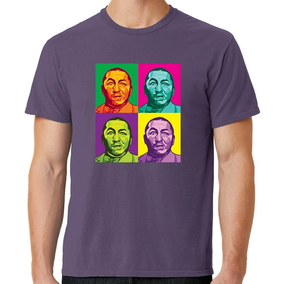 Mens Three 3 Stooges Curly Squared Cotton Tee Shirt, XL Vintage Plum
