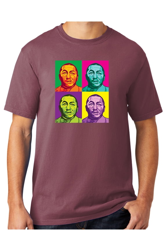 Mens Three 3 Stooges Curly Squared Cotton Tee Shirt, XL Wineberry Purple