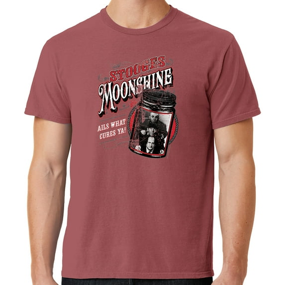 Mens Three 3 Stooges Moonshine Tee Shirt, 3XL Red Rock