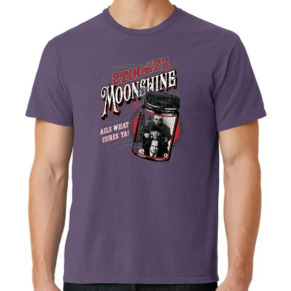 Mens Three 3 Stooges Moonshine Tee Shirt, 3XL Vintage Plum
