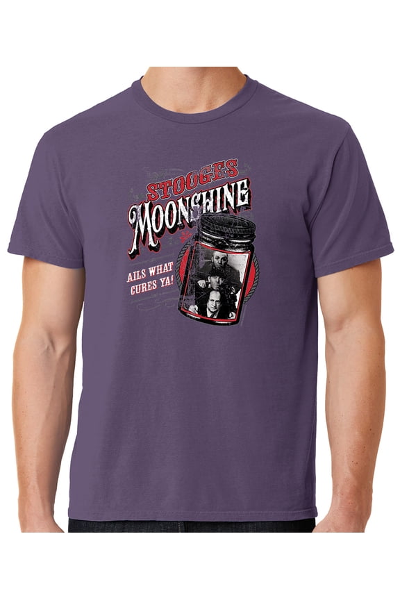 Mens Three 3 Stooges Moonshine Tee Shirt, Large Vintage Plum