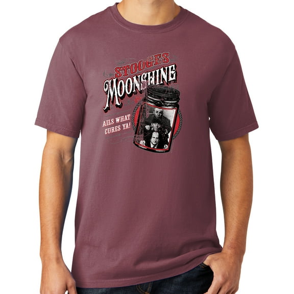 Mens Three 3 Stooges Moonshine Tee Shirt, Large Wineberry Purple