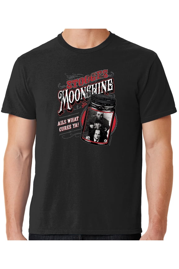 Mens Three 3 Stooges Moonshine Tee Shirt, XL Black