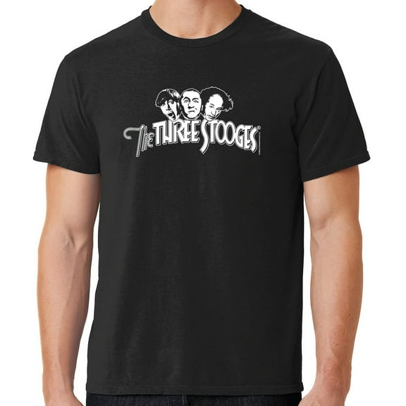 Mens Three 3 Stooges White Logo Tee Shirt, 3XL Black