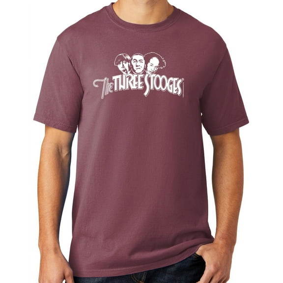 Mens Three 3 Stooges White Logo Tee Shirt, 3XL Wineberry Purple