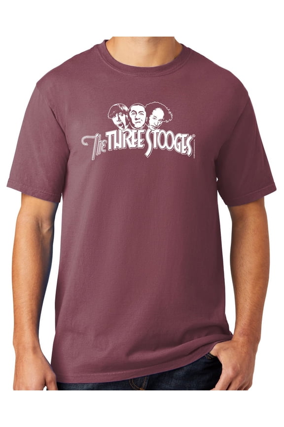 Mens Three 3 Stooges White Logo Tee Shirt, 3XL Wineberry Purple