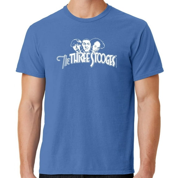 Mens Three 3 Stooges White Logo Tee Shirt, XL Blue Moon