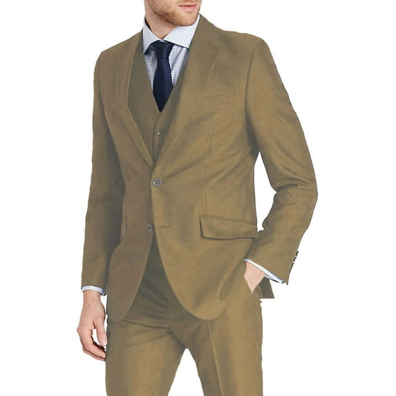 Mens Three Piece Two Button Slim Fit Italian Styled Single Breasted Suit Set | Black Navy Charcoal Gray Lightgray Beige Indigo